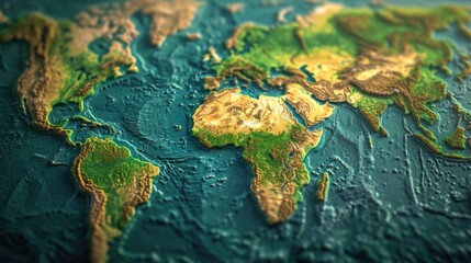 Poster - A detailed close up of a map of the world. Perfect for educational or travel-related projects