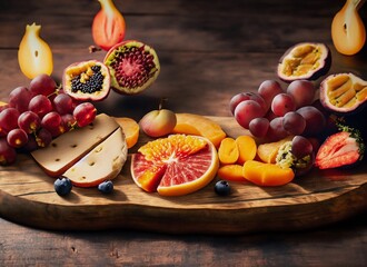 Poster - wooden bowl full of fruit 