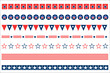 USA flag symbols decorative banner border divider stripe set.

