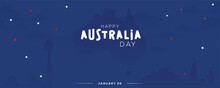 Vector 26th Of January Happy Australia Day Banner With Silhouette Map And Flag