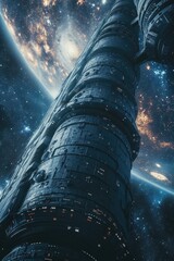 Aufkleber - A picture of a space station located in the middle of a galaxy. Can be used for science fiction or futuristic concepts