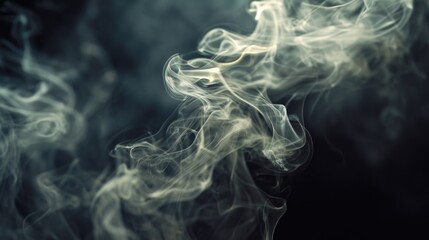 Poster - Smoke captured in a close-up shot against a black background. Ideal for creating a mysterious and dramatic atmosphere in various projects
