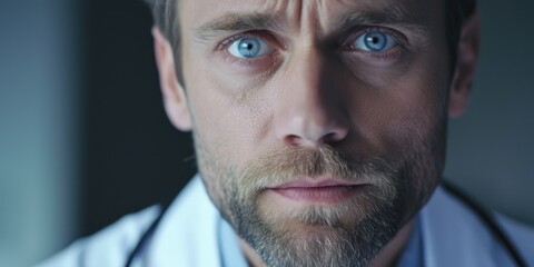 Poster - A close up view of a person wearing a lab coat. Perfect for scientific or medical related projects