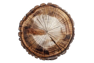 Aufkleber - A detailed close-up shot of a tree stump with a plain white background. Perfect for nature-themed designs or environmental concepts