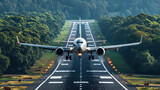 Fototapeta  - Takeoff and landing of an airplane that captures and mesmerizes the spirit with a beautiful background at speed