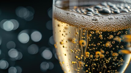 Poster - A close-up view of a glass of champagne. Perfect for celebrating special occasions and toasting to success