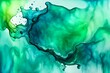 abstract painting of a semi-transparent green watercolor bubble splash background
