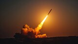 Fototapeta Uliczki - Rocket launch into the sky at night in Yemen.