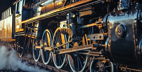 Poster - A captivating close-up of a train emitting steam. Perfect for transportation themes and industrial concepts