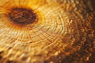 Poster - A detailed close up view of the texture and grain of a piece of wood. This image can be used for various projects requiring a natural and rustic feel