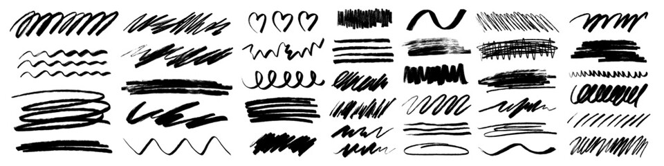 Wall Mural - charcoal pencil scribble stripes and bold paint shapes. childrens crayon or marker doodle rouge hand