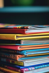 Poster - A stack of books sitting on top of a table. Can be used for educational or literary themes