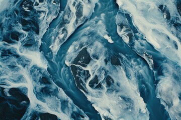 Poster - A close up view of a river with water flowing through it. This image can be used to depict the beauty and tranquility of nature