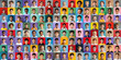 Portraits of many happy boys, children, babiies and and teenagers as a panorama