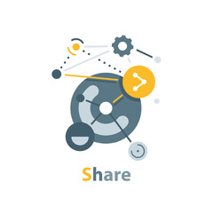 Poster - Share, network icon , websites and print media. Colorful vector