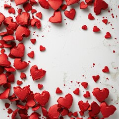 Poster - Frame of hearts on a white background. AI generative.