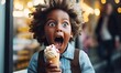 A Joyful Moment: Child Enjoying a Delicious Ice Cream Treat