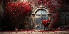Heart-shaped Door, A Symbol Of Love And Connection, Stands As A Focal Point On The Path. The Couple, 