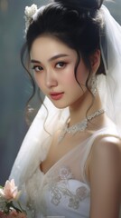 Wall Mural - Beautiful young Asian bride