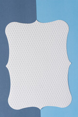 Poster - white embossed with dots card and scalloped edges on dark and light blue paper