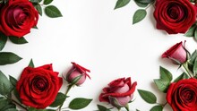 A Lot Of Beautiful Red Roses. Beautiful Festive Background With Place For Text.