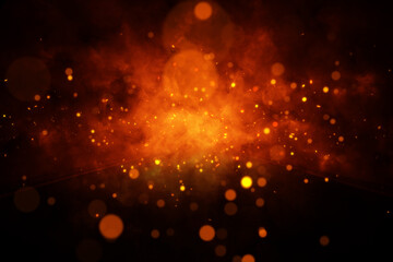 Wall Mural - fire with sparks on dark night road.