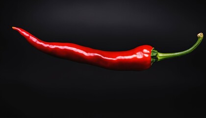 Wall Mural - Creative wallpaper of burning red chilli pepper, fiery on dark black background