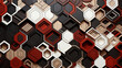 Geometrics design brown and black pattern, mathematical structures, coded patterns, dark gray and maroon, cubist multifaceted angles, patterns