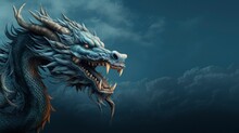 Chinese Dragon, Copy Space, Realistic, HD - Generative Ai