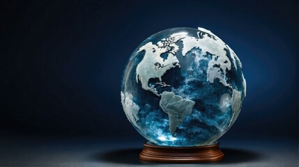 Poster - A globe with a blue sky and earth inside. Generative AI.