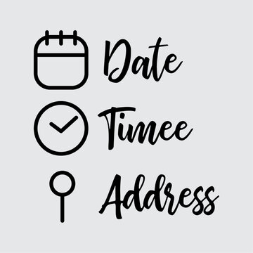 Date time location address icon Calendar clock location illustration symbol Sign event data vector
