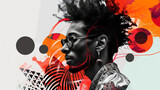 Fototapeta  - Horizontal modernist collage for Black History Month. Funky pop visual of stylish black man in dynamic dimensions. Concept art about empowerment, equality and rights of African American people