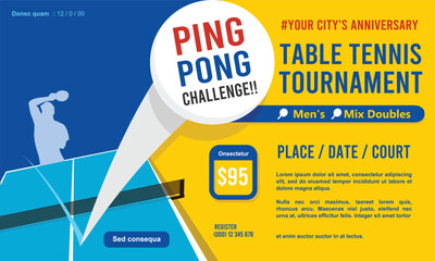 Wall Mural - great attractive table tennis pingpong flyer banner design for any media