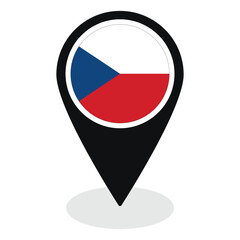 Wall Mural - Czech Republic flag on map pinpoint icon isolated. Flag of Czech Republic.