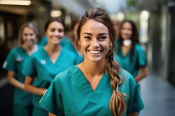 Confident female healthcare professionals in scrubs