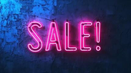 Sticker - A neon sign that says sale on a dark wall, AI