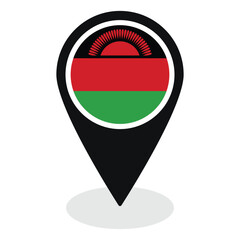 Canvas Print - Malawi flag on map pinpoint icon isolated. Flag of Malawi