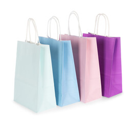 Wall Mural - Many paper shopping bags isolated on white