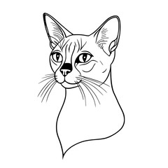 Wall Mural - Tonkinese Cat Head SVG Black and White Illustration Art Generative AI.