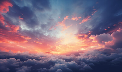 red sky with clouds