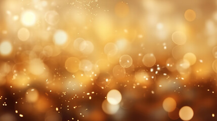 Christmas background with lights gold bokeh, Xmas card, Magic holiday card