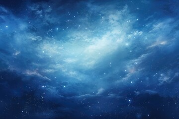 Wall Mural - Night sky with stars. Universe filled with clouds, nebula and galaxy. Landscape with gradient blue and purple colorful cosmos with stardust and milky way. Magic color galaxy, space background