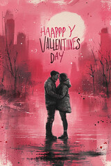 Wall Mural - Valentines letter card design, with 