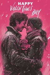 Wall Mural - Valentines letter card design, with 