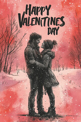 Wall Mural - Valentines letter card design, with 
