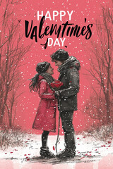 Wall Mural - Valentines letter card design, with 