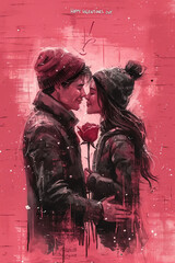 Wall Mural - Valentines letter card design, with 