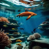 Fototapeta Do akwarium - fish in deep sea