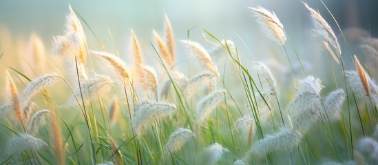 Wall Mural - unnoticed beauty of grass flowers in fields.