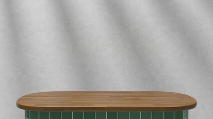 Poster - Empty space white marble top surface on white tiles wall background with natural lighting. Mockup scene display for products presentation. 